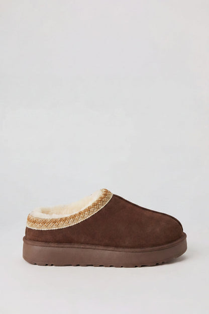 Fur Lined Platform Slipper Booties