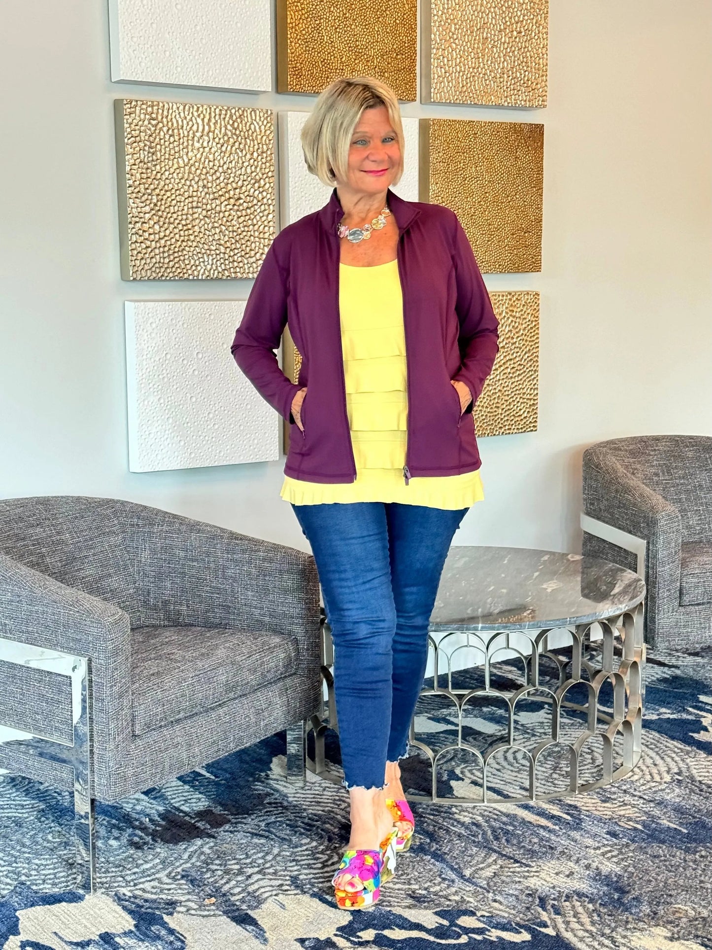 LULU-B WINE FULL ZIPPER JACKET