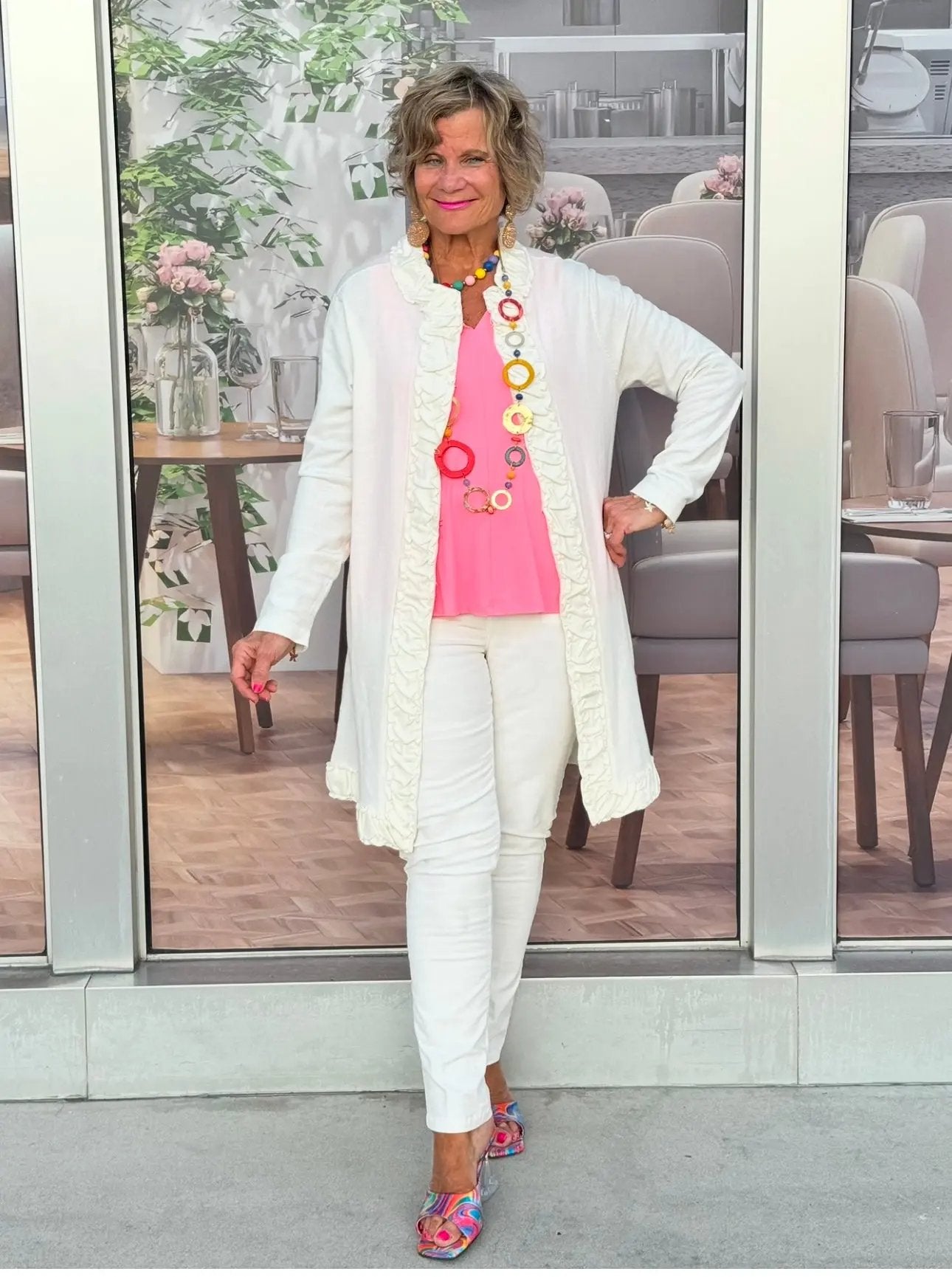 LULU-B WINTER WHITE ROUGED CARDIGNA