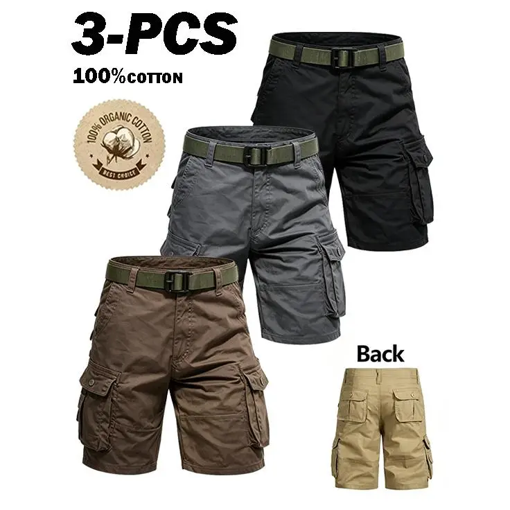 🔥 Men’s Lightweight Cargo Shorts – Utility Pockets & Included Belt