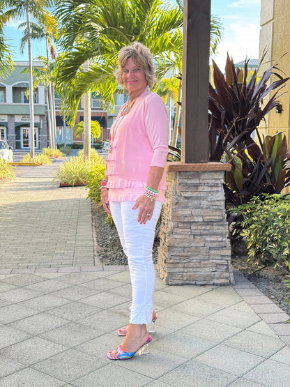 PEYTON CLEAR PINK SHRUG