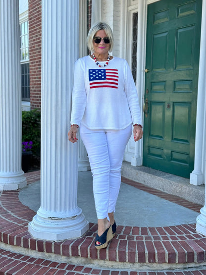 LULU-B WHITE FLAG SWEATER
