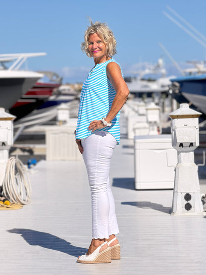OCEAN BLUE STRIPED TANK