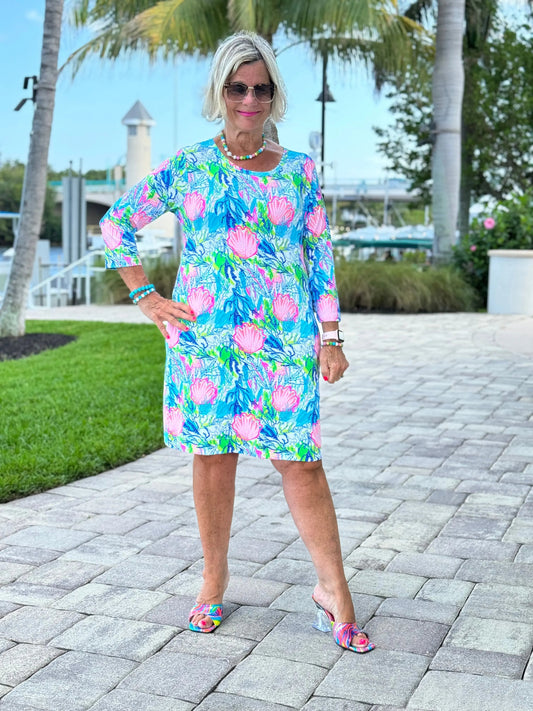 SEASHELL BEACH SLEEVE DRESS
