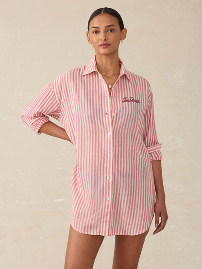 Arizona State University Haze Shirtdress - Rose Watercolor Stripe