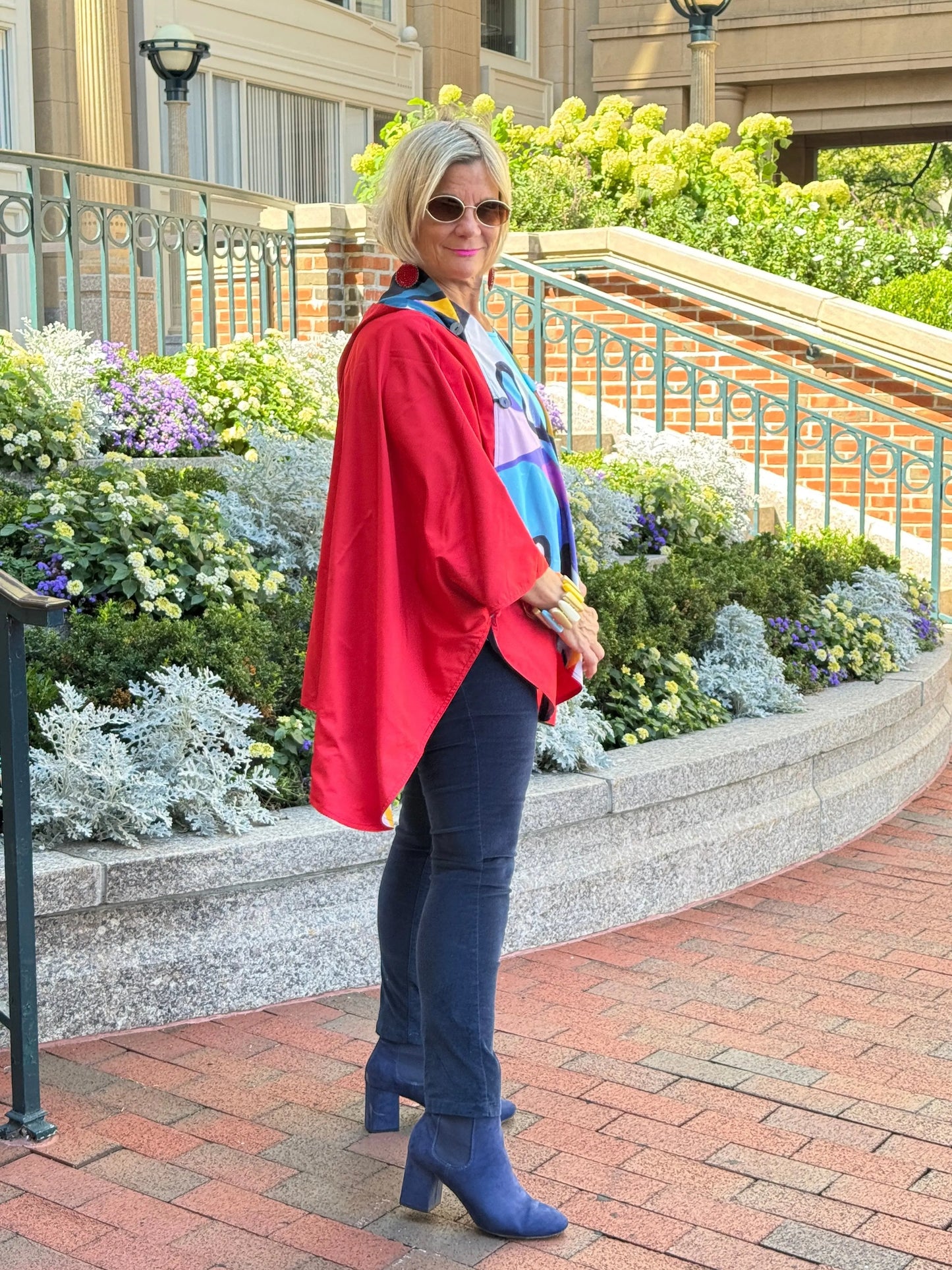 Red fashion Travel Reversible Rain Cape