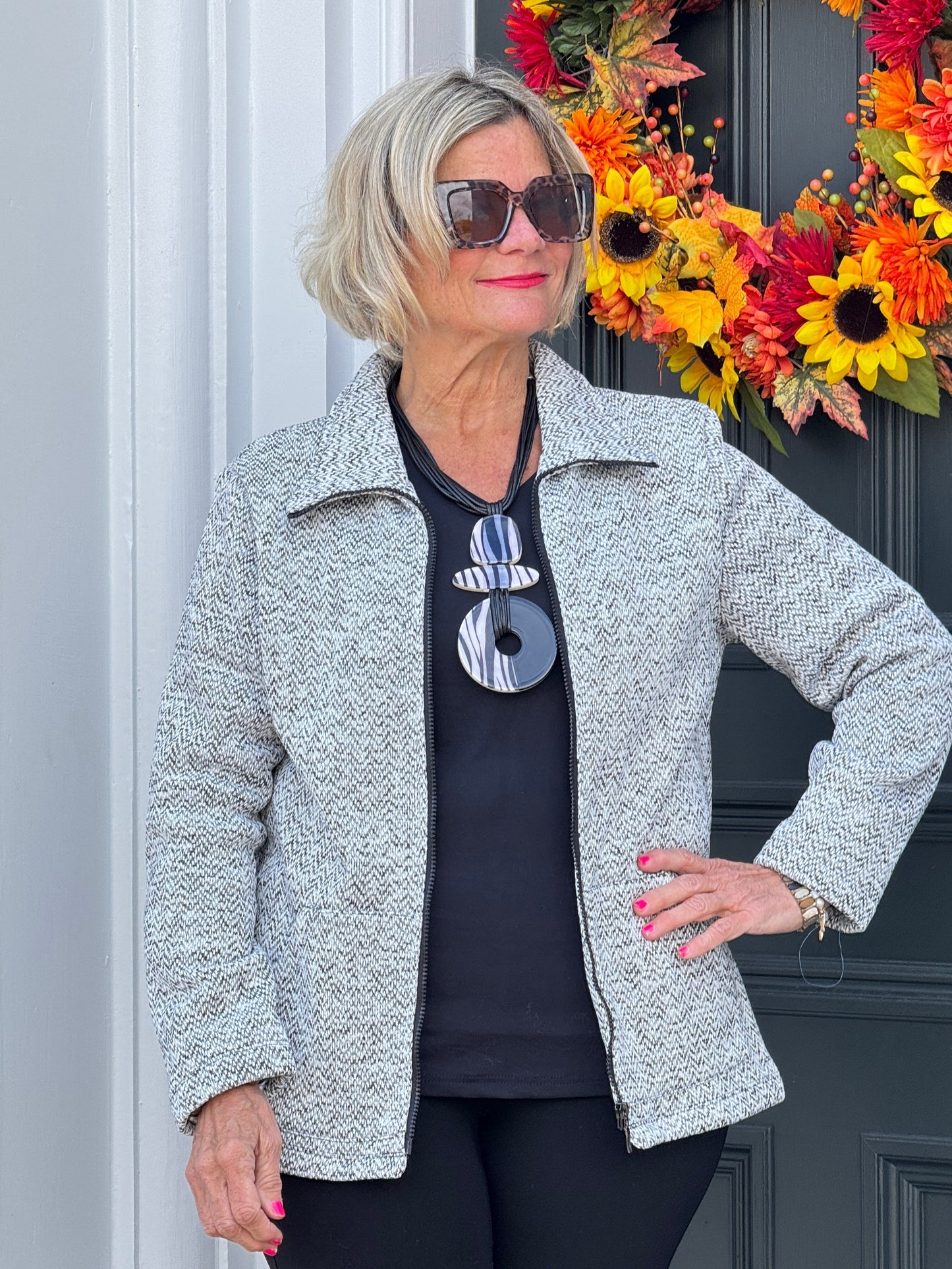 STYLING TWEED FULL ZIPPER JACKET