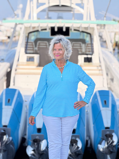 OCEAN BLUE HALF ZIPPER TOP