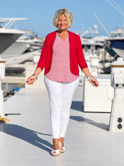 REGATTA RED STRIPED NOTCH TOP