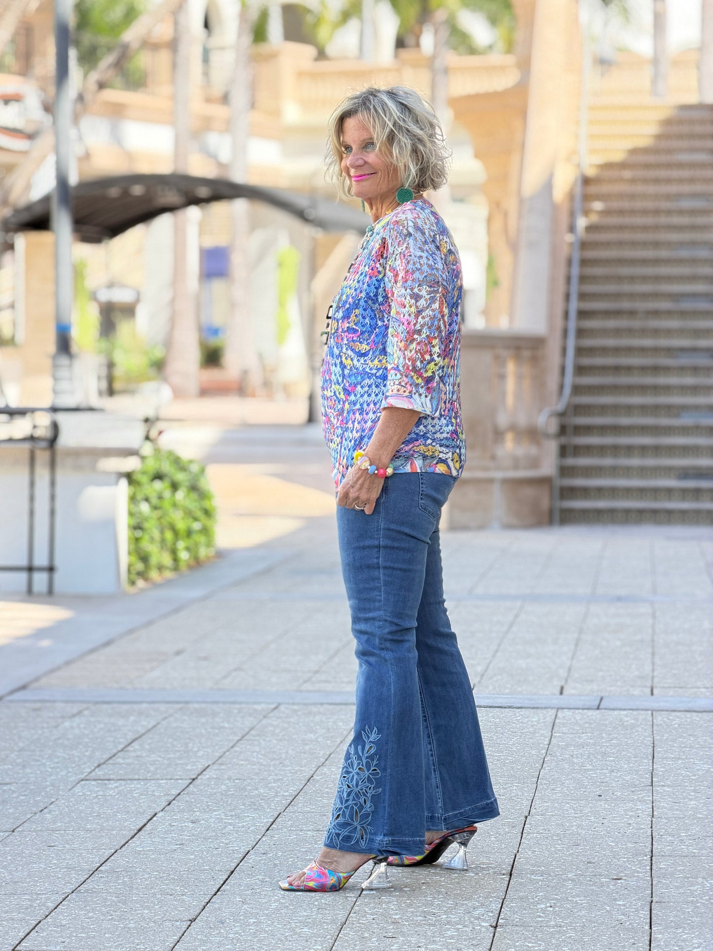 SHADES OF WATERBLUE MESH TOP
