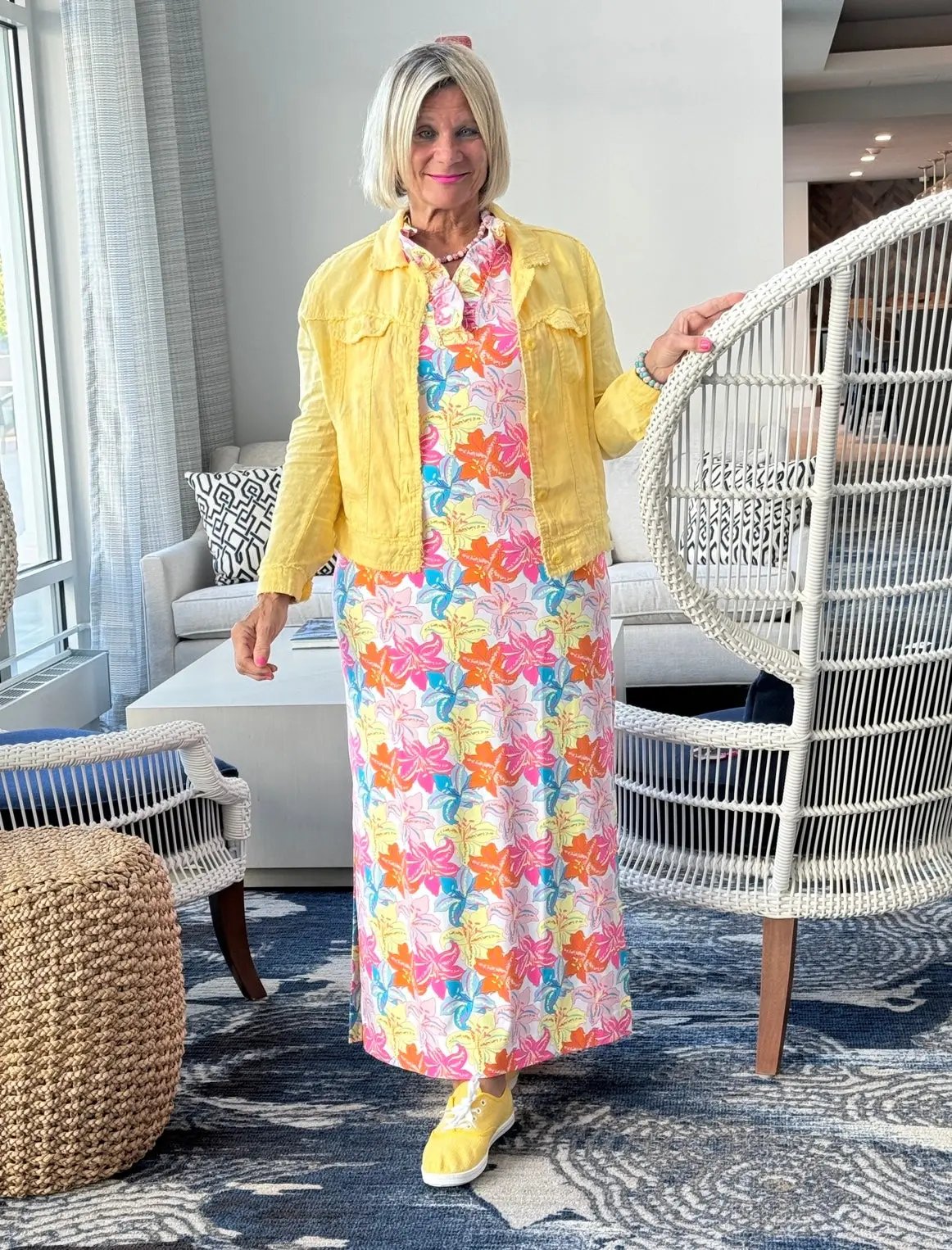 PALM BEACH  GARDEN RUFFLE MAXI DRESS
