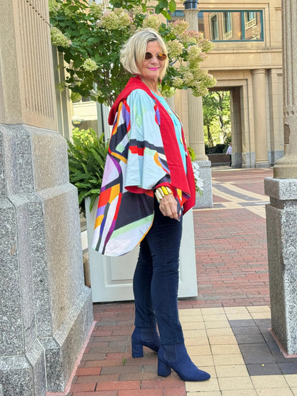 Red fashion Travel Reversible Rain Cape