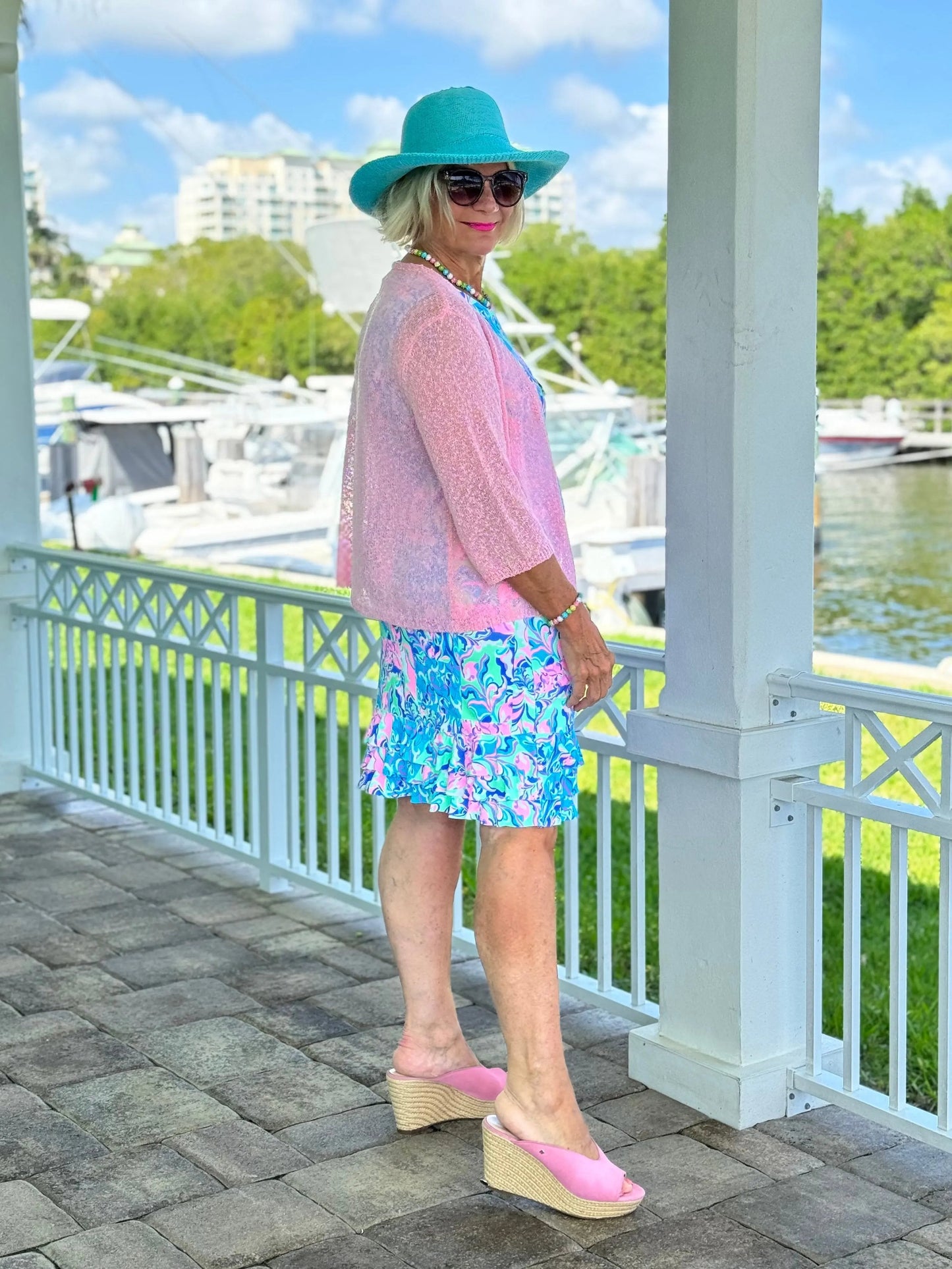 SPLASH OF PINK  SHIFT RUFFLE DRESS