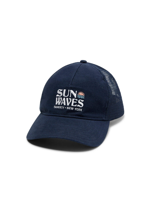New York Retro Sun And Waves Trucker - Navy Navy