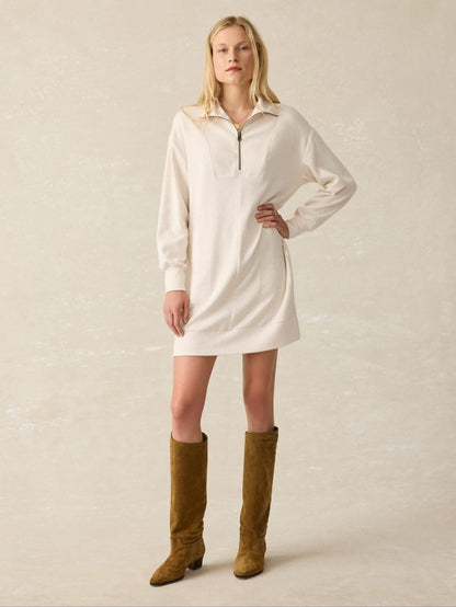 Legend Quarter Zip Dress - Off White