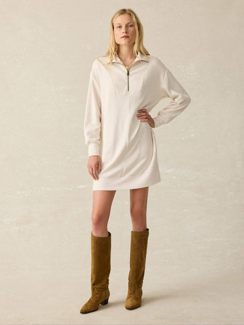 Legend Quarter Zip Dress - Off White