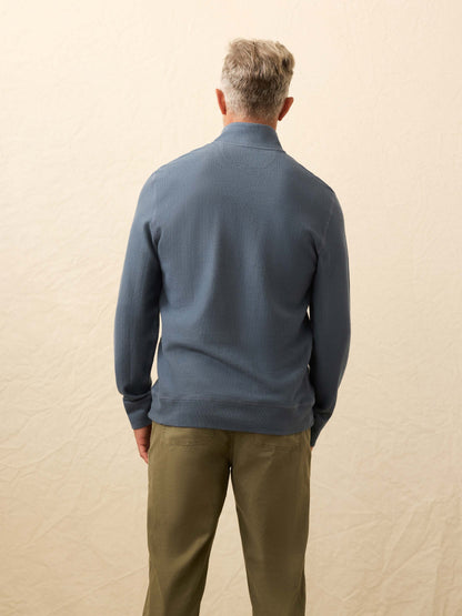 Textured Knit Quarter Zip - Breaker Blue