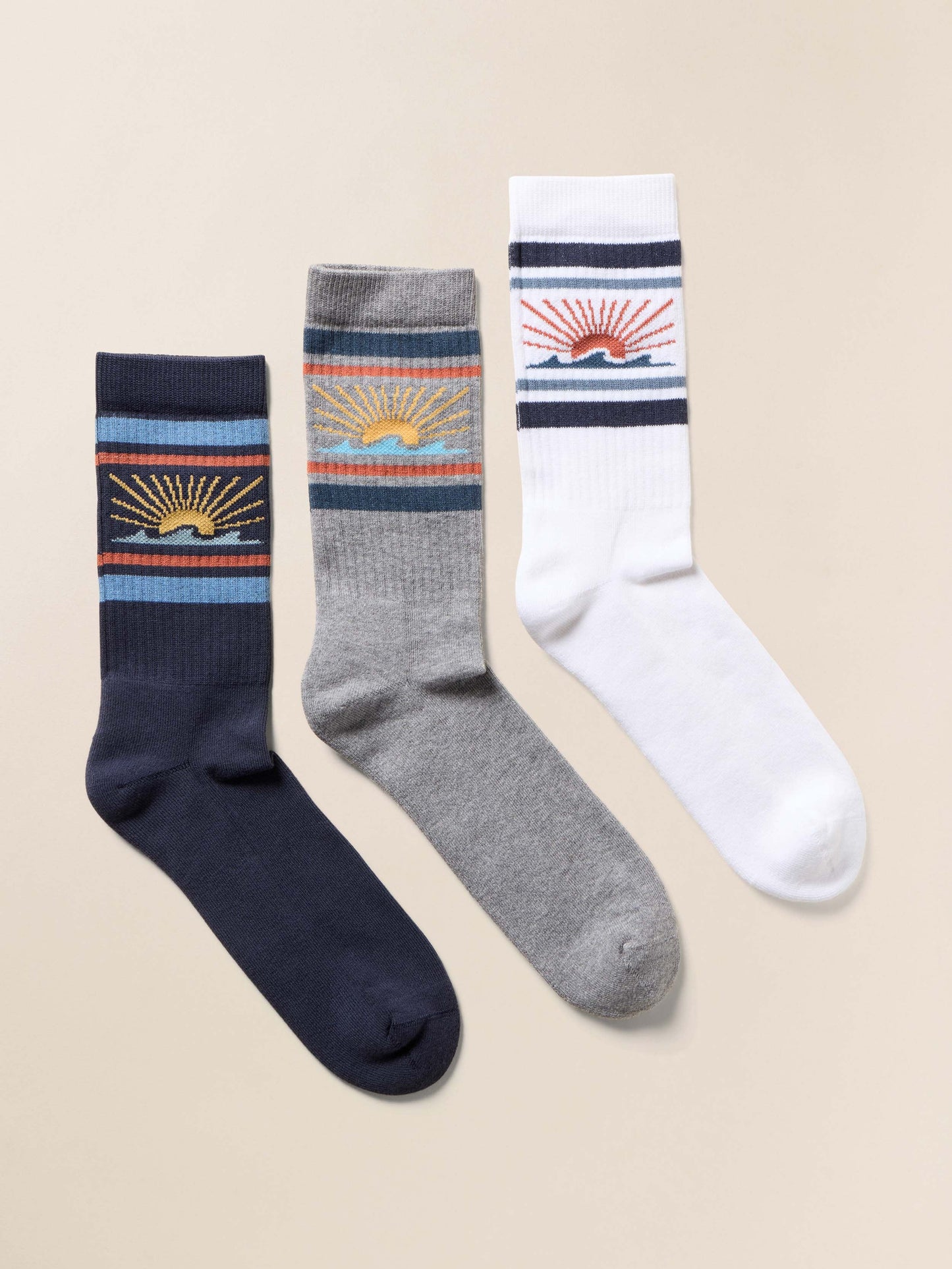 Sun & Waves 3 Pack Sock - Sun And Wave