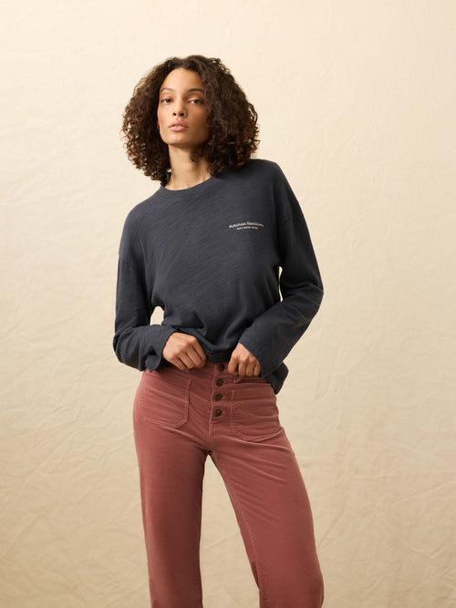 Sunwashed Cotton Fisherman Henley - Blue Nights