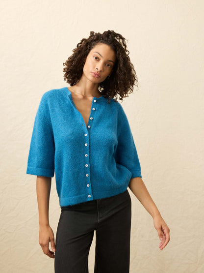 Apres Alpaca Cardigan - Blue Lights