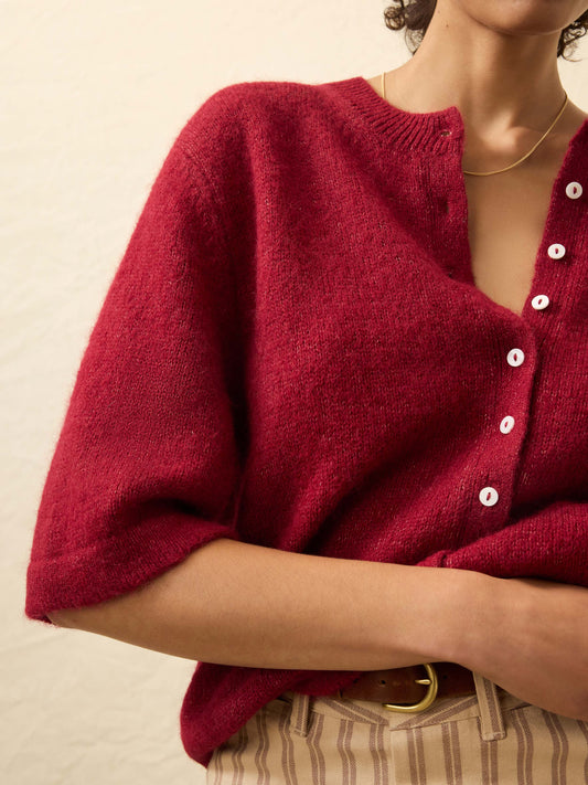 Apres Alpaca Cardigan - Wine Rust