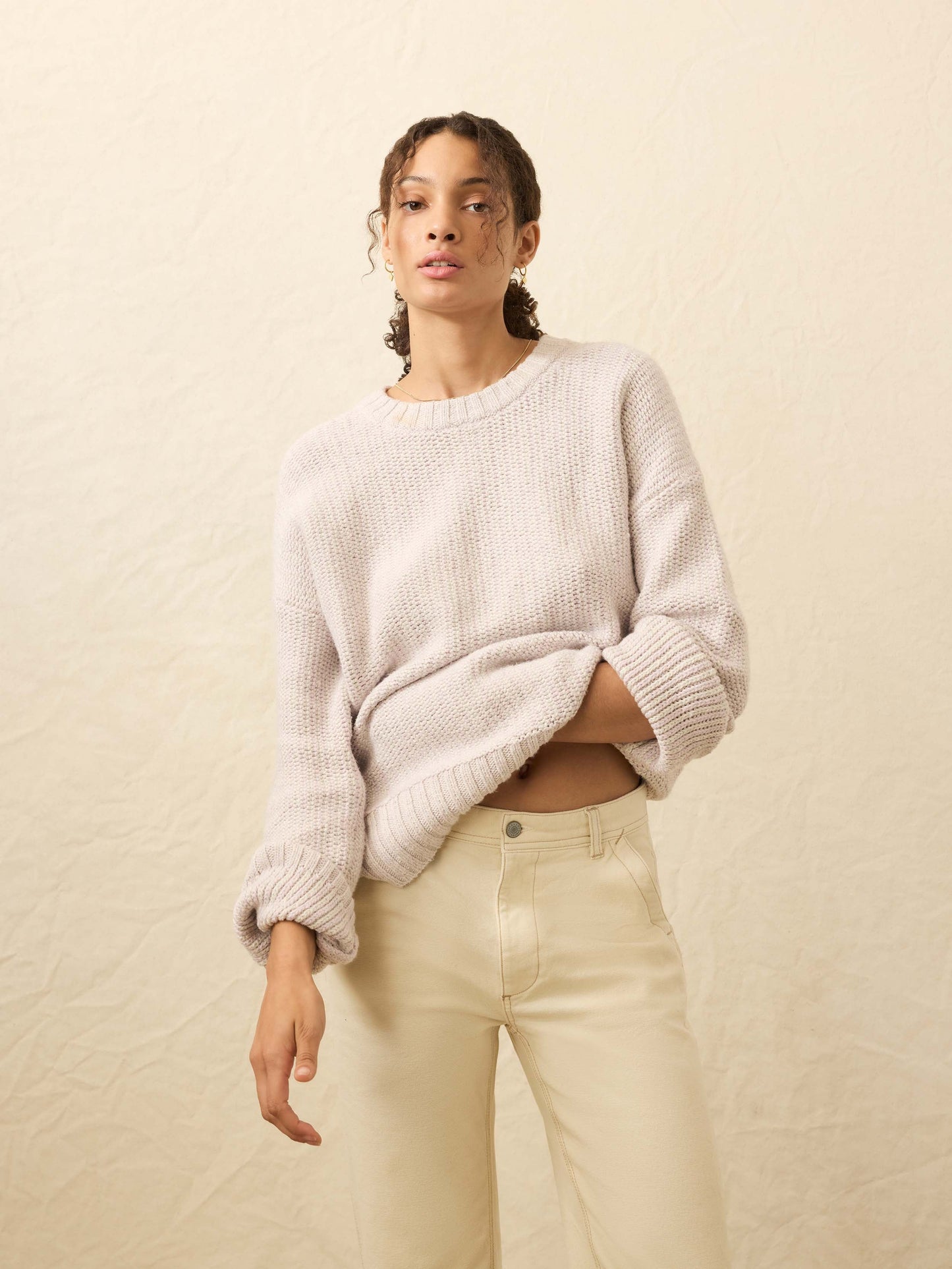 Heirloom Cotton  Relaxed Crew - Seafog Stripe