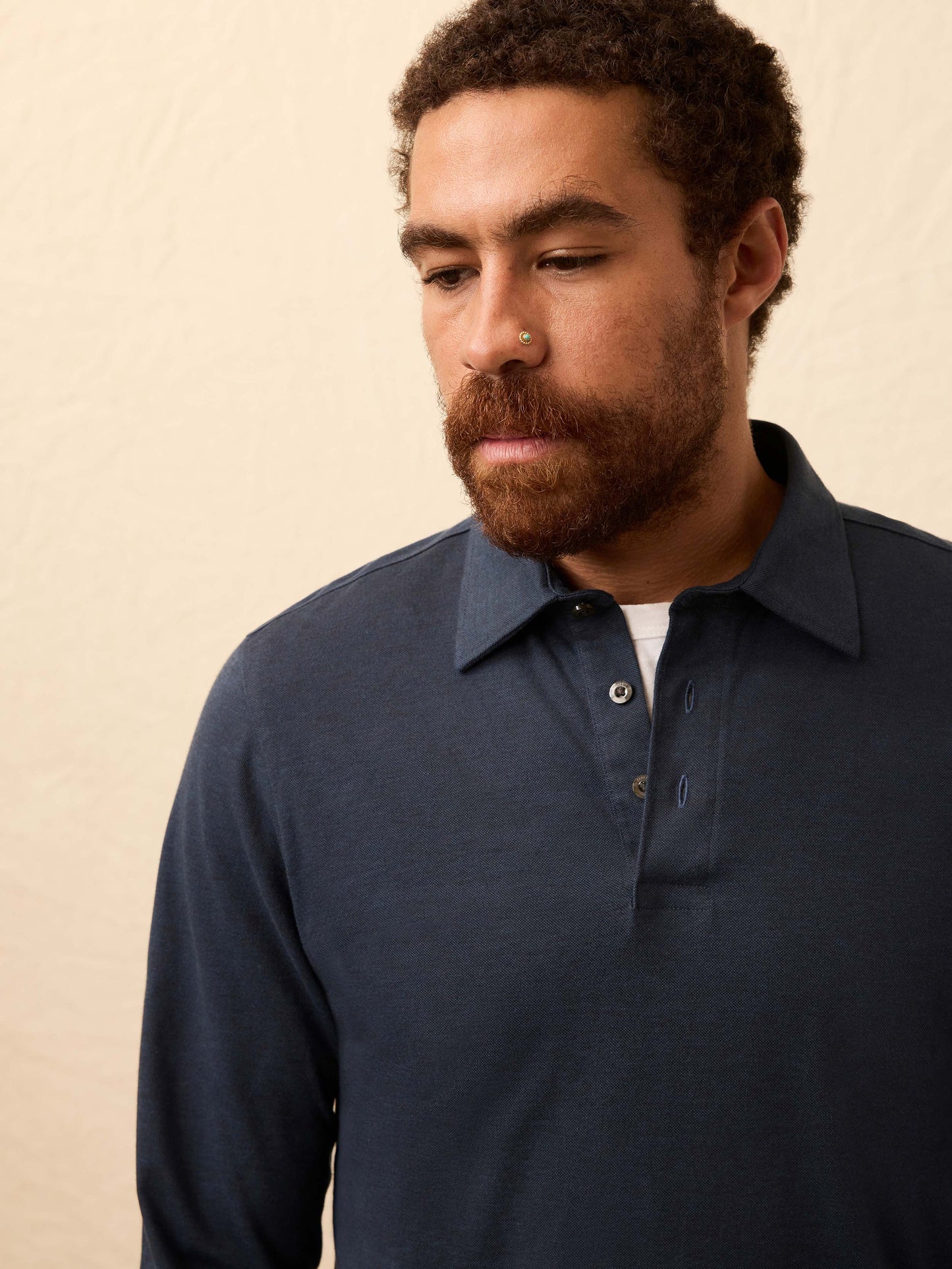 Long-Sleeve Movement™ Pique Polo - Harbor Night Heather