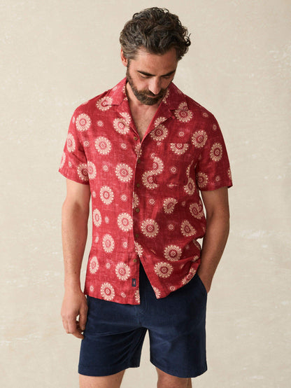 Short-Sleeve Hemp Blend Camp Shirt - Sun Blossom