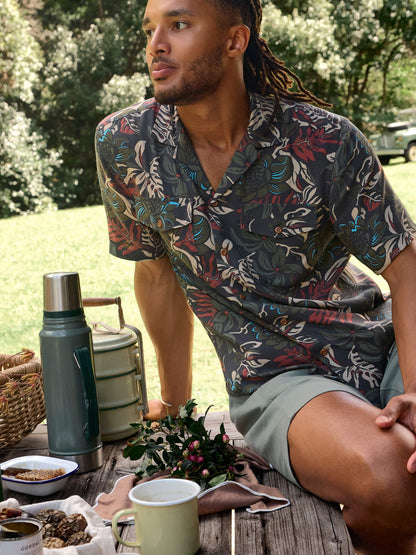 Short-Sleeve Bali Camp Shirt - Rainforest Nights