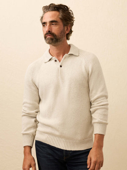 Heirloom Long-Sleeve Sweater Polo - Heather Grey
