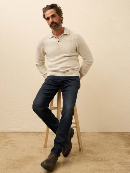Heirloom Long-Sleeve Sweater Polo - Heather Grey