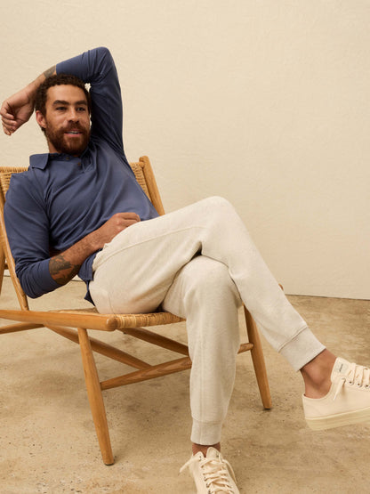 Long-Sleeve Twill Knit Polo - Blue Nights
