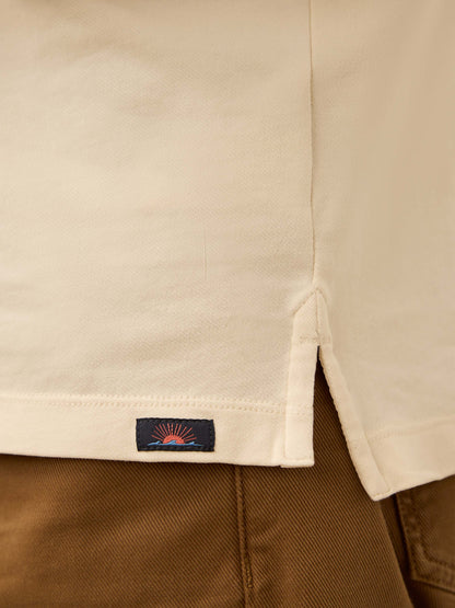 Long-Sleeve Twill Knit Polo - Coastal Cream