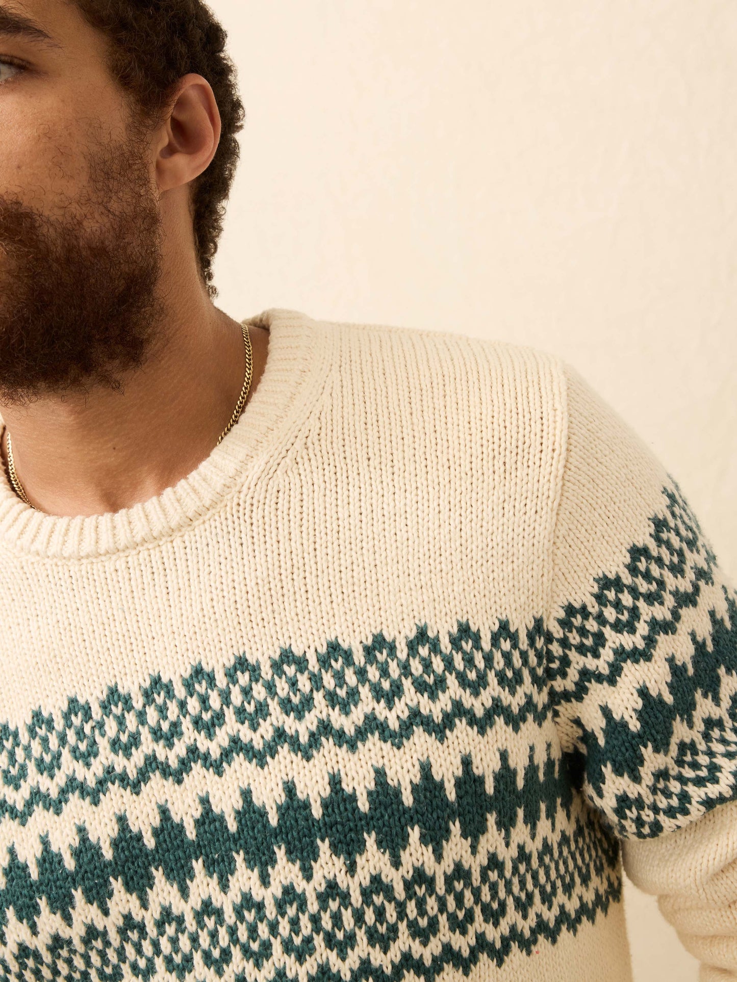 Heirloom Crewneck Sweater - Cream Forest Fairisle