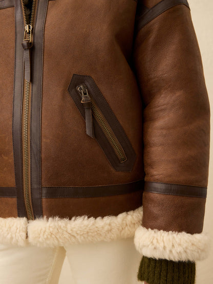 Sedona Shearling Flight Jacket - Brown