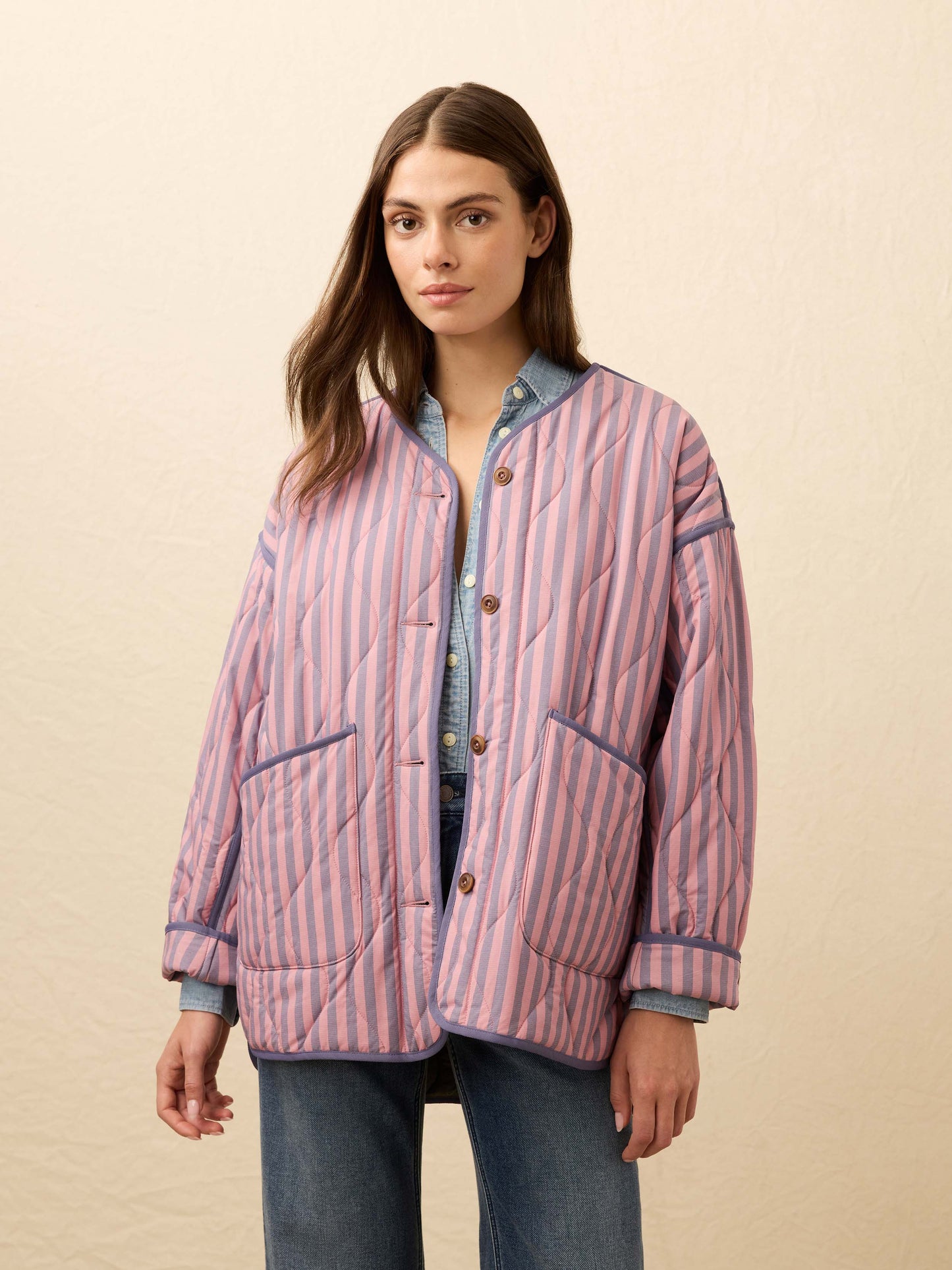 Horizon Series Quilted Jacket - Berry Lucy Stripe