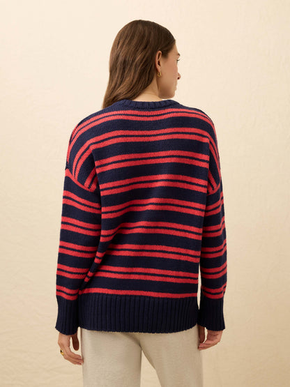 Heirloom Cotton Summit Pullover - Midnight Stripe