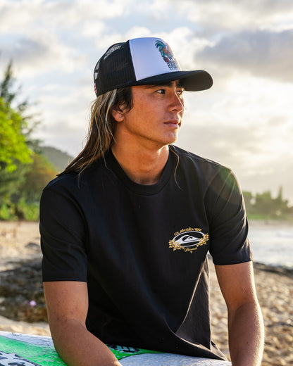 Hawaii Floral Classic Short Sleeve Knit T-Shirt - Black
