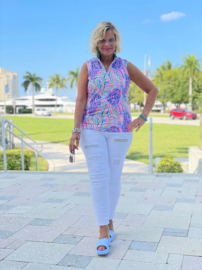 PINK PINEAPPLE DREAM SLEEVELESS ZIPPER