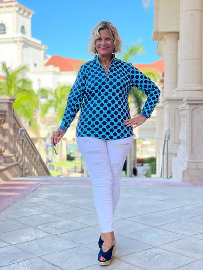 SEASIDE BLUE ZIPPER TOP