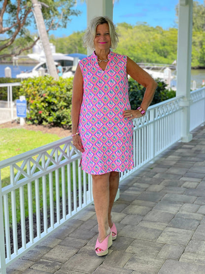 PALM TREE SIESTA COLLAR DRESS