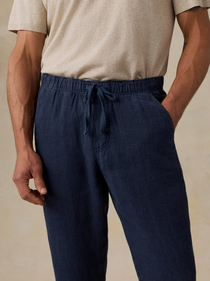 Linen Drawstring Pant - Island Navy