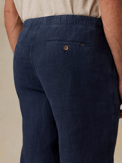 Linen Drawstring Pant - Island Navy