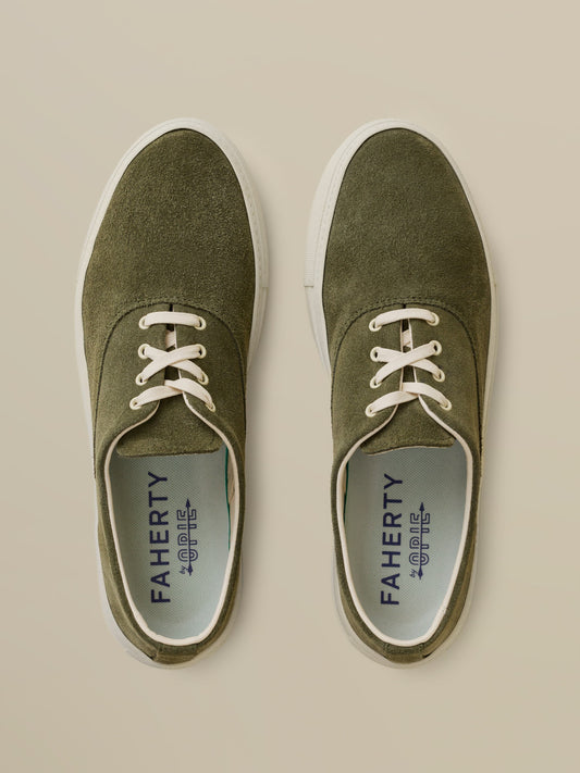 Faherty X Opie Way Deck Sneaker - Olive