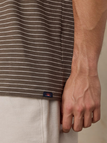 Sunwashed Regenerative Tee - Verona Brown Stripe
