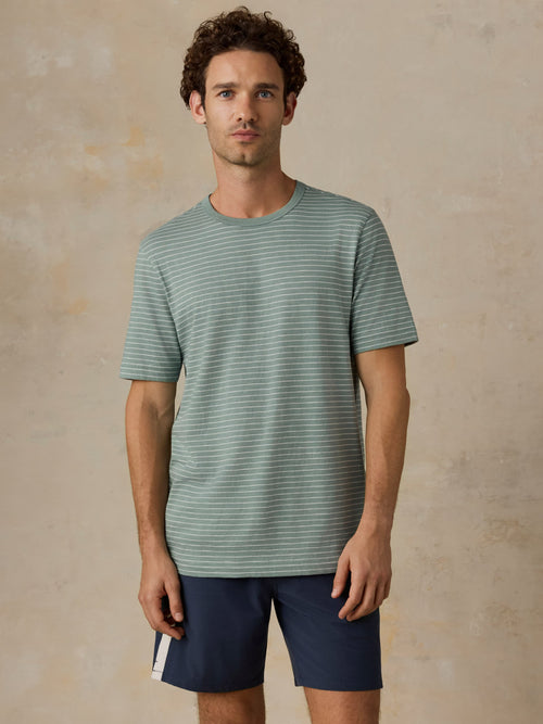 Sunwashed Regenerative Tee - Verona Green Stripe