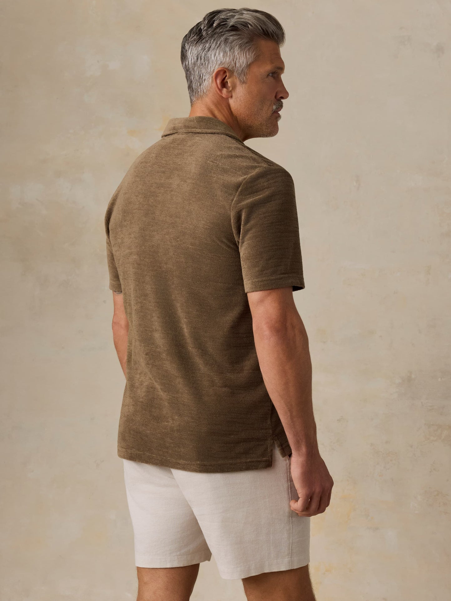 Cabana Towel Terry Surf Stripe Polo - Island Brown