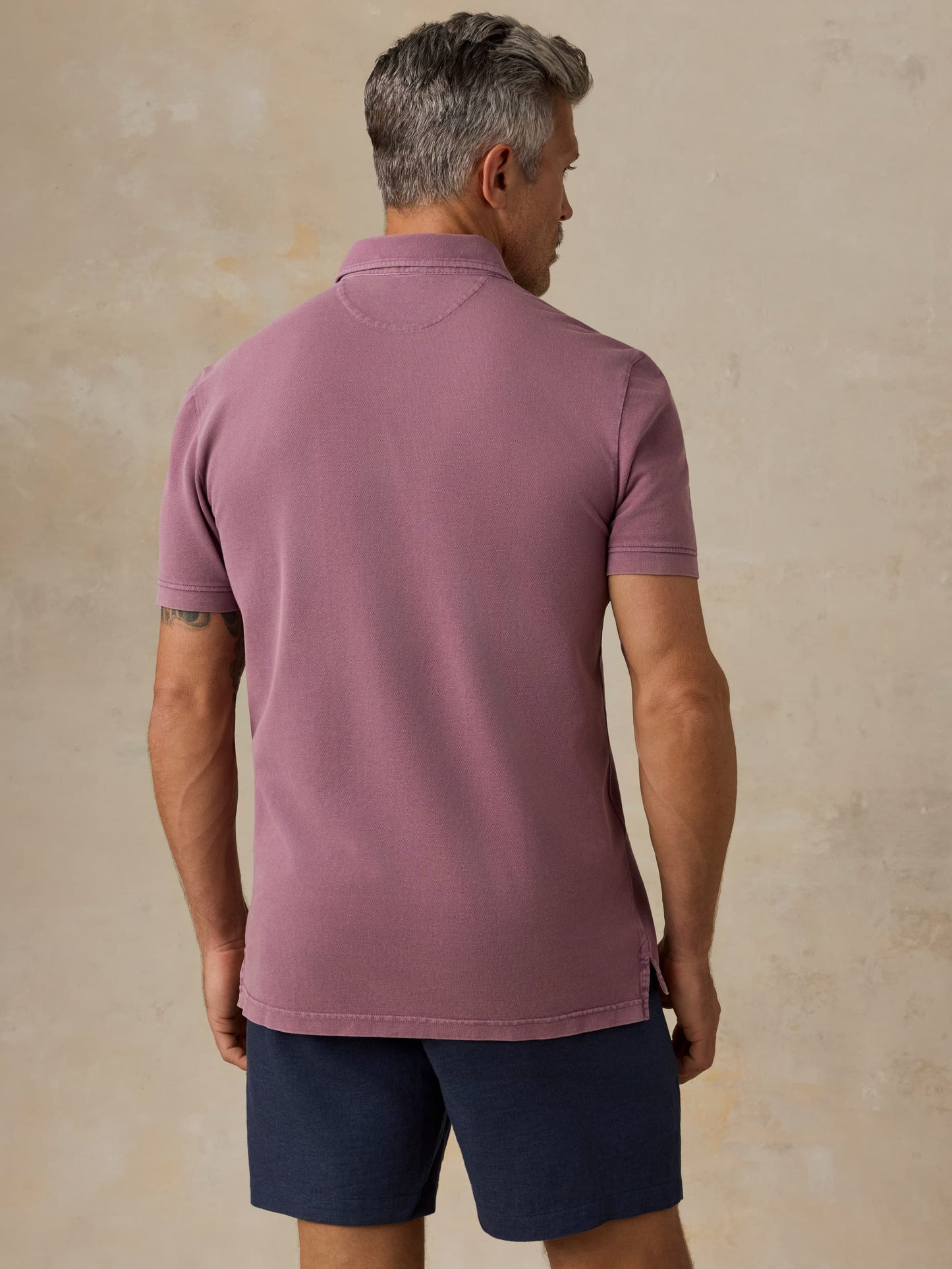 Short-Sleeve Sunwashed Pique Polo - Lilac Twilight