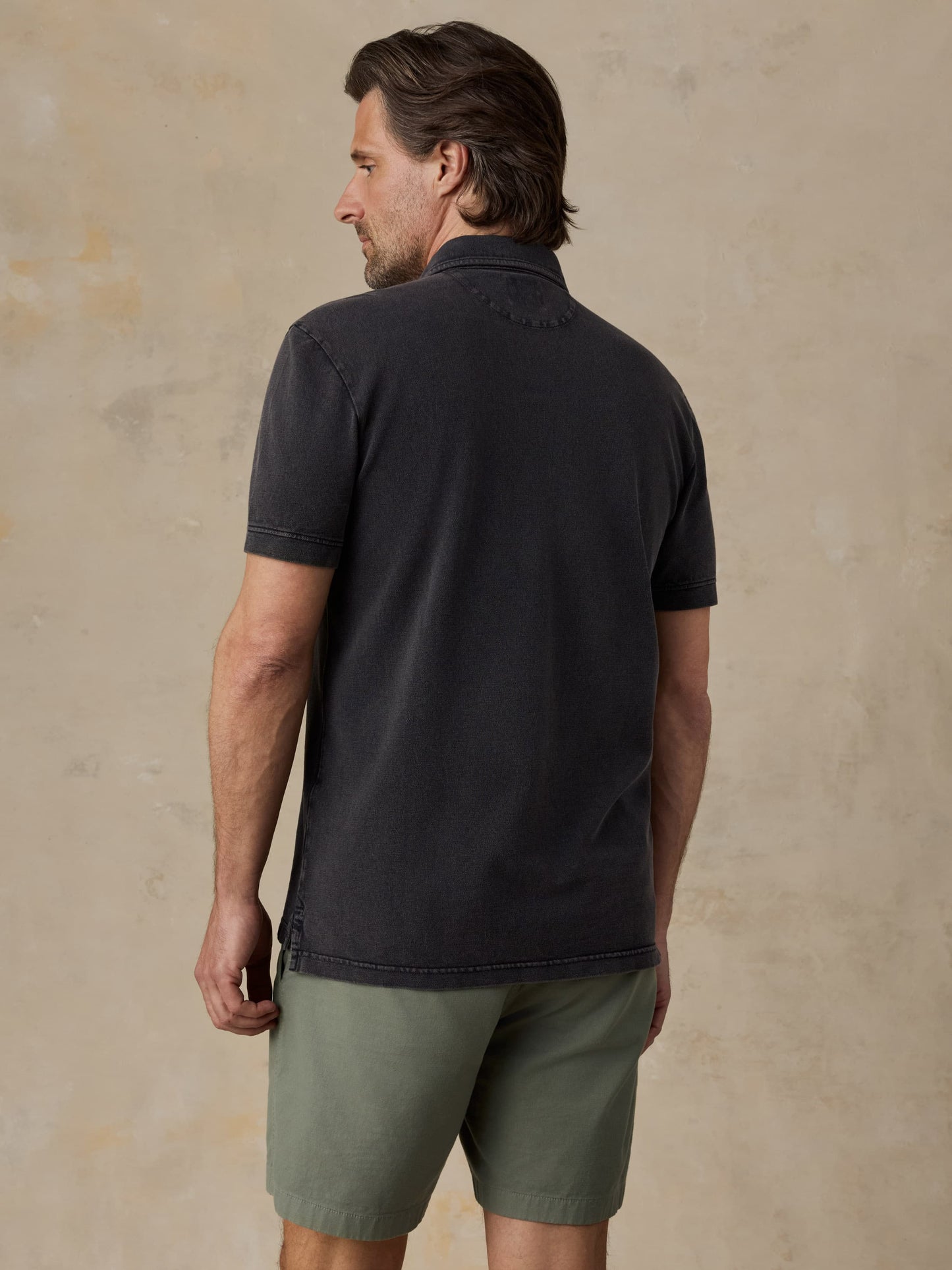 Short-Sleeve Sunwashed Pique Polo - Ridge Black