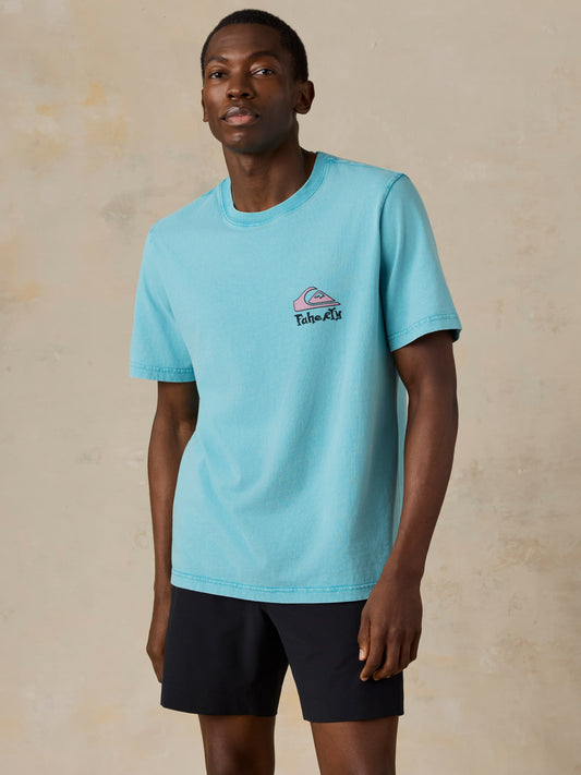 Faherty x Quiksilver Heavy Wash Tee - Teal Tropics